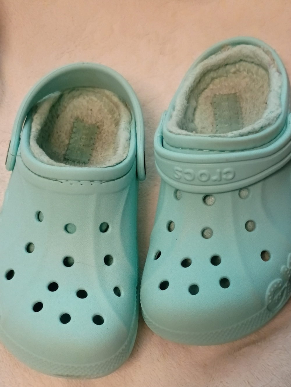 CROCS Kids Light Aqua Lined Clogs
